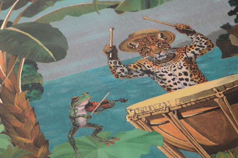 Tapeten mit Tigern und Leoparden Tapete Coastal Jubilee Türkisblau Detailansicht