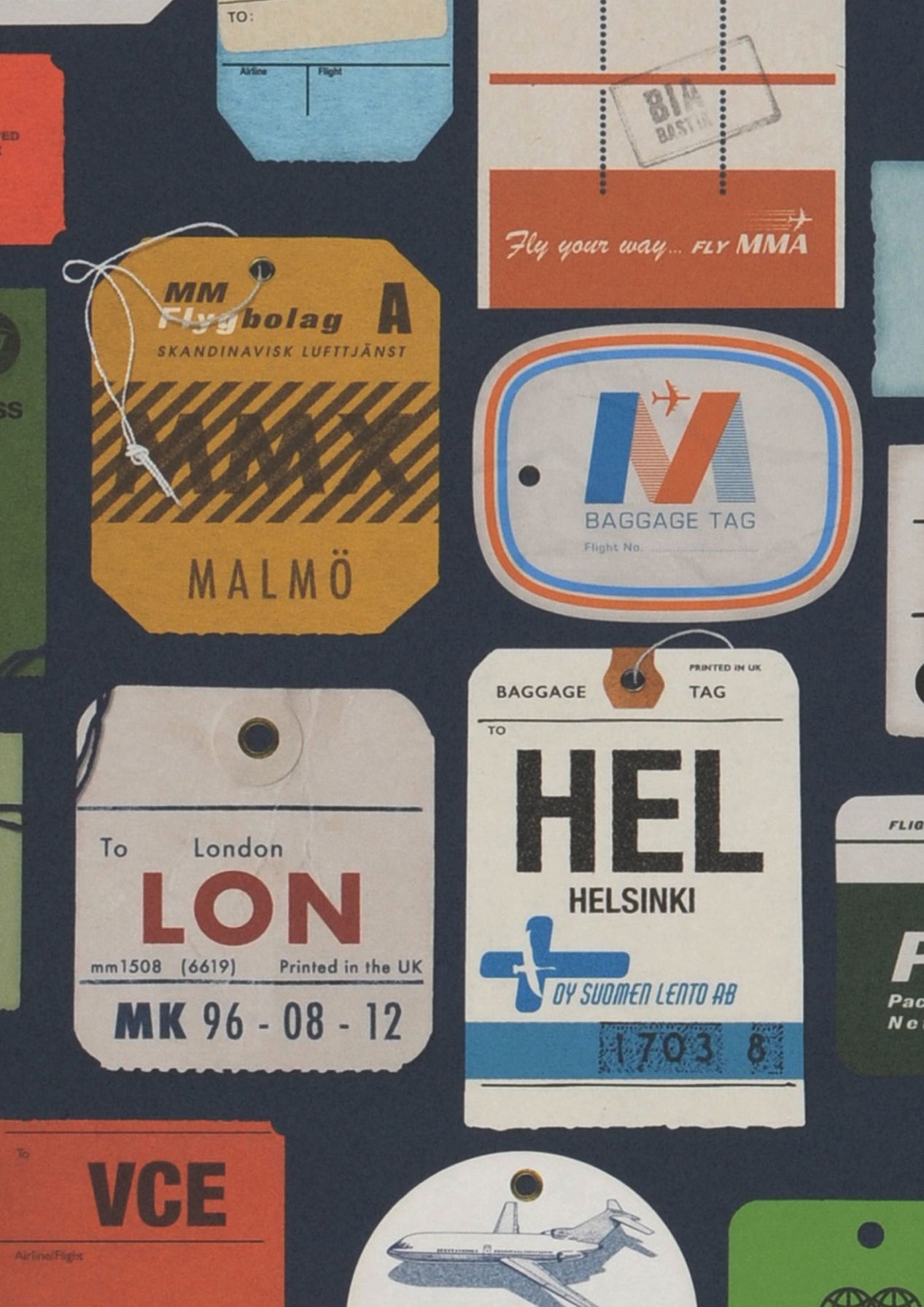 Carta da parati Mid-Century Modern Vintage air travel