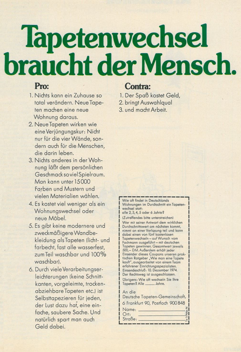 Tapeten-Werbung-70er