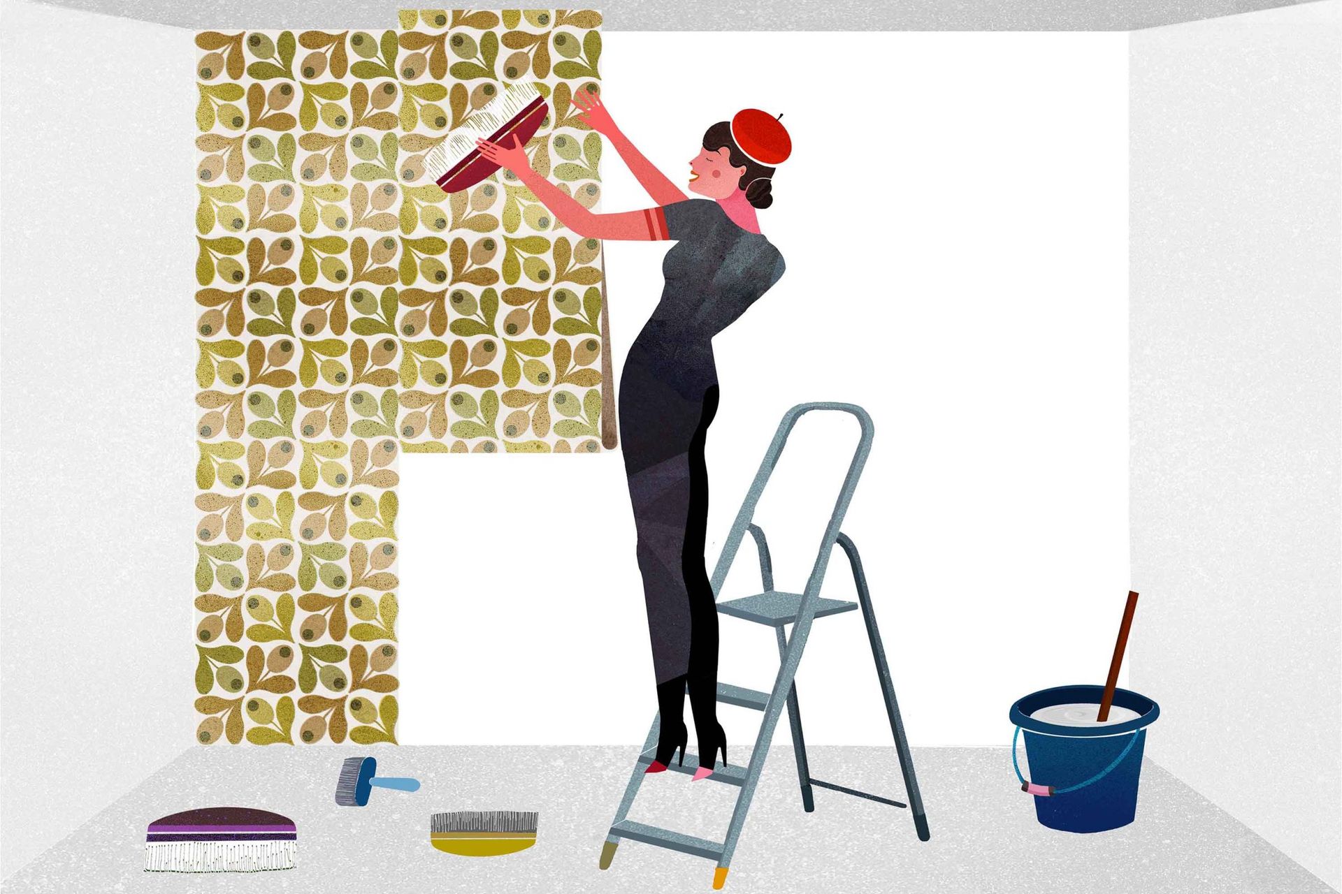 Comment-poser-un-papier-peint-traditionnel-Poser-les-les-de-papier-peint-sur-le-mur