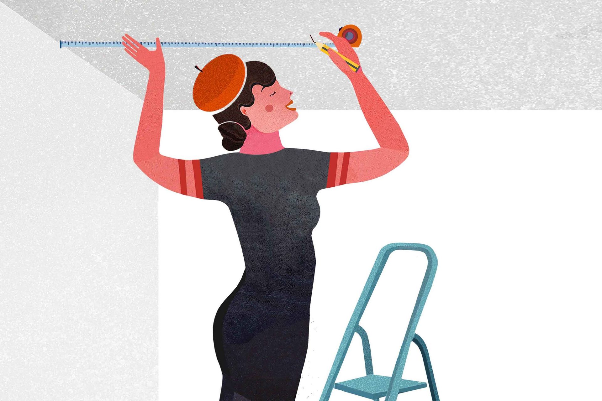 How-to-wallpaper-the-ceiling-Measure-and-mark-the-first-length