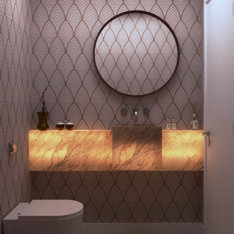 Toilette, Avenues-Projekt 2020\n\n#cubatranslucida #pedrasnaturais #lavabo #loo #toilet #projeto #de
